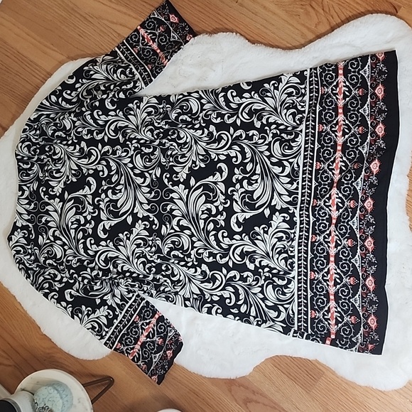 Black White Dress Long Sleeve Size M - Picture 8 of 12